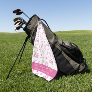 Best Mum By Par Golfer Custom Names Hand-drawn Golf Towel