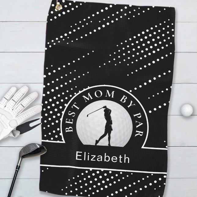 Best Mum By Par Golfer Modern Sports Black & White Golf Towel (Best Mom By Par Golfer Modern Sports Black & White Golf Towel)