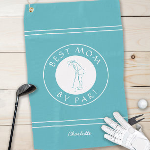 Best Mum By Par Golfer Pro Funny Teal Female Girly Golf Towel
