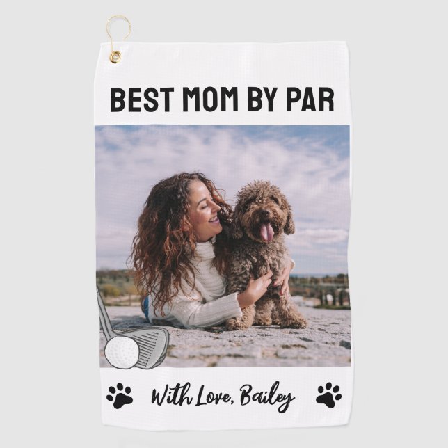 Best Mum By Par Paw Print Golf Towel (Front)