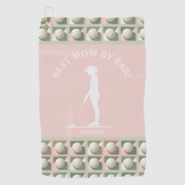 Best Mum By Par Pink Monogrammed  Golf Towel (Front)