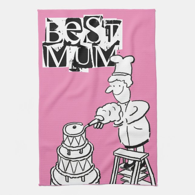 Best Mum Cake Maker Decorating Giant Cake Kitchen  Tea Towel (Vertical)