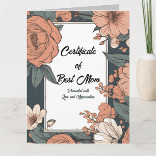 Best Mum Certificate on Mother's Day Card