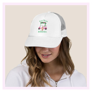 Best Mum Charming Pink Golf Cart Name Monogram   Trucker Hat