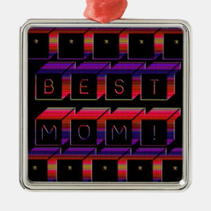 Best Mum Coloured Blocks & Black Background Metal Tree Decoration