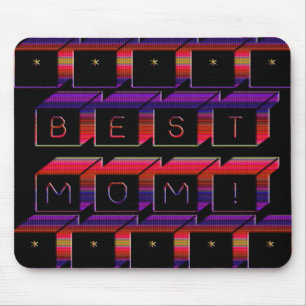Best Mum Coloured Blocks & Black Background Mouse Pad