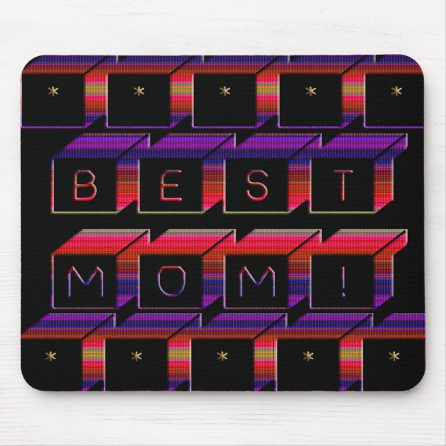 Best Mum Coloured Blocks & Black Background Mouse Pad (Front)