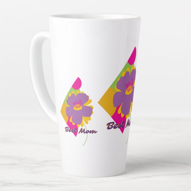 Best Mum Colourful Trendy Design Latte Mug (Left Angle)