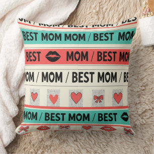 Best Mum Comic Hearts Retro Graphic Cushion