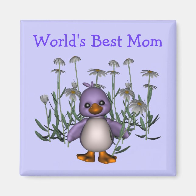 Best Mum Cute Bird Daisies Flower Magnet (Front)