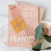 Best mum. Cute cartoon pink yellow mothers day