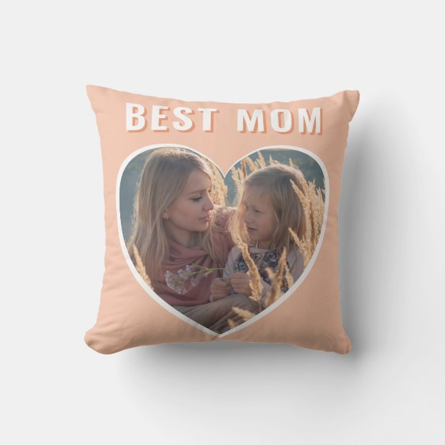 Best Mum Cute Heart Photo Mother`s Day   Cushion (Front)