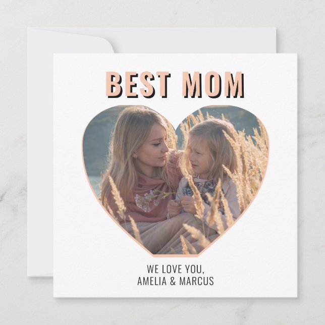 Best Mum Cute Heart Photo Mother`s Day   Holiday Card (Front)