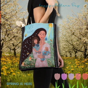 Best Mum Cute Illustration Tote Bag