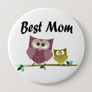 Best Mum Cute Owls Art Button