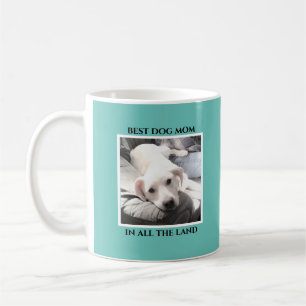 Best Mum Cute Puppy Dog Light Teal Blue Heart Coffee Mug