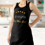 Best Mum Dad Chef Custom Text Elegant Black Gold Apron<br><div class="desc">Customise the text, and easily create your personalised apron. Click CUSTOMIZE FURTHER to change the background colour or text colour. You can TRANSFER this DESIGN on other Zazzle products and adjust it to fit most of the Zazzle items. Standard Studio designs are made in high-resolution vector graphics for a professional...</div>