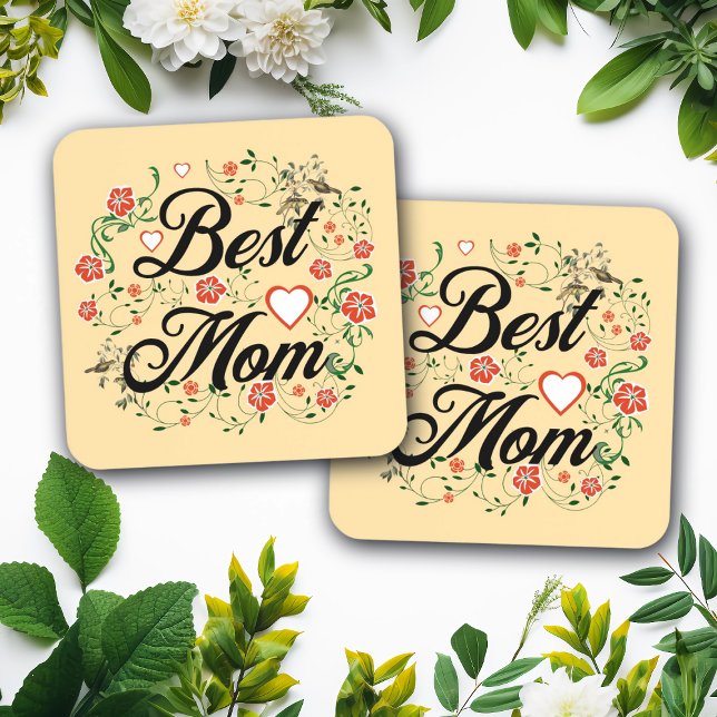 Best Mum Elegant Floral Design Coaster (Creator Uploaded)