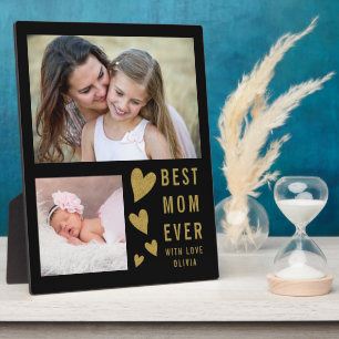 Best Mum Ever 2 Photo  Collage Black And Gold Plaque