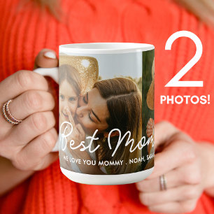 Best Mum Ever 2 Photo Collage Mother's Day Hearts Coffee Mug