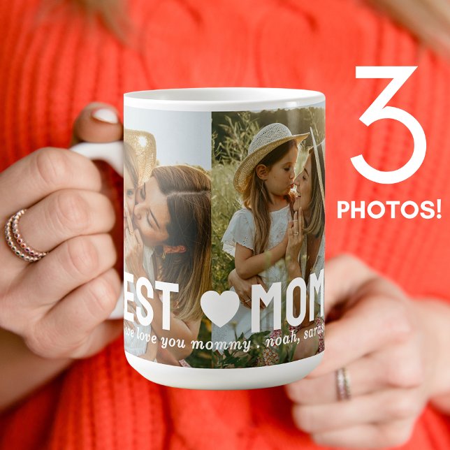 Best Mum Ever 3 Photo Collage Mother's Day Coffee Mug (Creator Uploaded)
