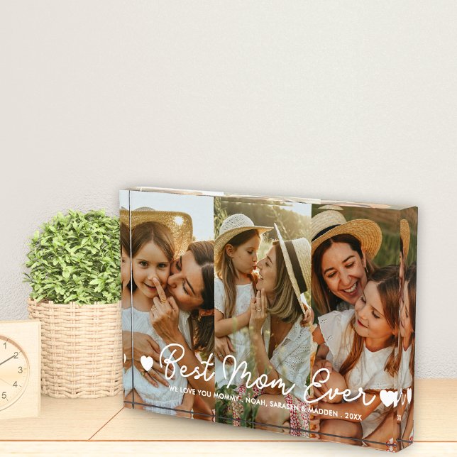 Best Mum Ever 3 Photo Collage Mother's Day Hearts Block (Creator Uploaded)