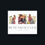 Best Mum Ever |  3-Photo Mother's Day Heart  Canvas Print<br><div class="desc">Customisable mother's day photo block featuring 3 photos of your own with a fun typography font beneath it that says "best mum ever" with a heart inside the letter "O". Perfect keepsake gift for the mother.</div>