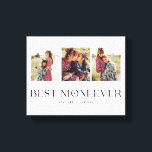 Best Mum Ever |  3-Photo Mother's Day Heart  Canvas Print<br><div class="desc">Customisable mother's day photo block featuring 3 photos of your own with a fun typography font beneath it that says "best mum ever" with a heart inside the letter "O". Perfect keepsake gift for the mother.</div>