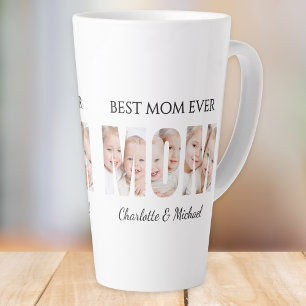 Best Mum Ever 3 Photos Cutout Letters Latte Mug