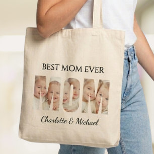 Best Mum Ever 3 Photos Cutout Letters Tote Bag