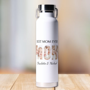 Best Mum Ever 3 Photos Cutout Letters Water Bottle