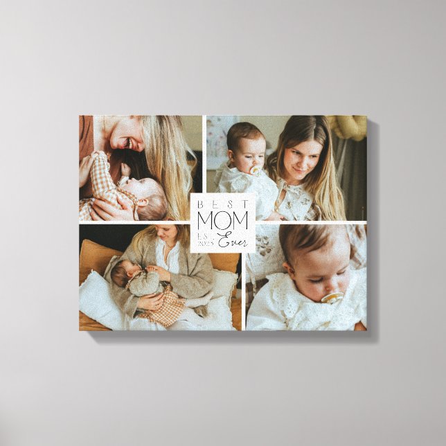 Best Mum Ever 4 Photo Collage Canvas Print Gift (Front)