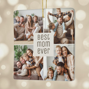 Best Mum Ever 5 Photo Collage Mother's Day Ceramic Ornament