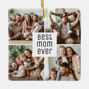Best Mum Ever 5 Photo Collage Mother's Day Ceramic Ornament