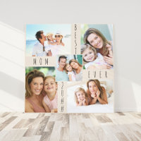 Best Mum Ever 5 Photo Collage Neutral Beige Square