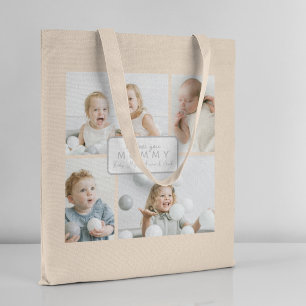 Best Mum Ever 5 Photo Collage Personalised Tote Bag
