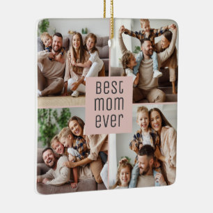 Best Mum Ever 5 Photos Blush Pink Mother's Day Ceramic Ornament