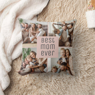 Best Mum Ever 5 Photos Mother's Day Blush Pink Cushion