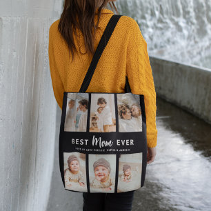 Best Mum Ever 6 Photo Collage Personalised Tote Bag