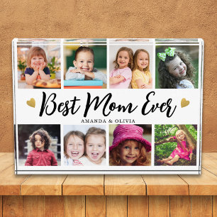 Best Mum Ever 8 Picture Collage Heart Keepsake Photo Block