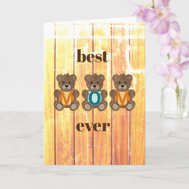 Best Mum Ever Bears Greeting Card (Orchid)