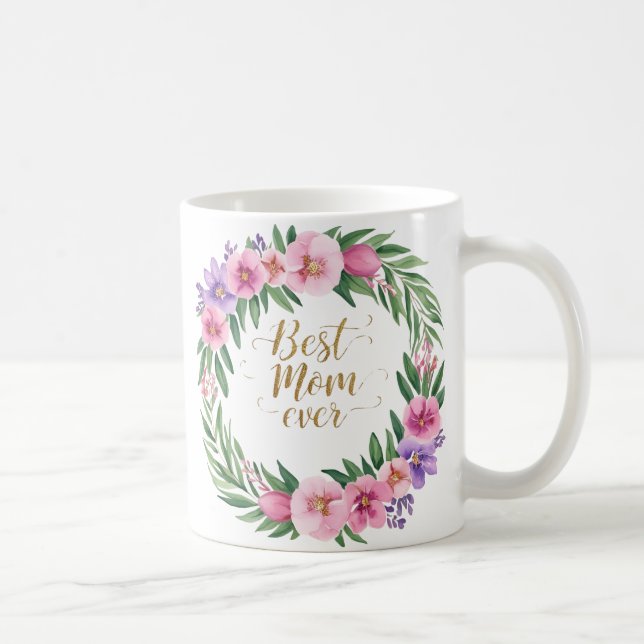 Best Mum Ever Beautiful Floral  Coffee Mug (Right)