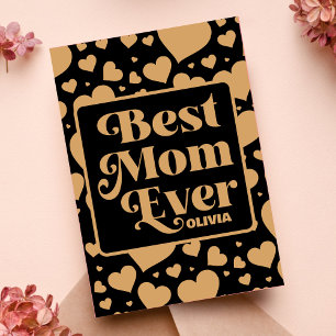 Best Mum Ever Black Gold Heart Photo Mother's Day Card