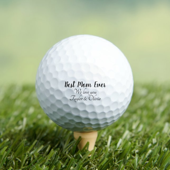Best Mum Ever black personalised custom script Golf Balls (Insitu Tee)