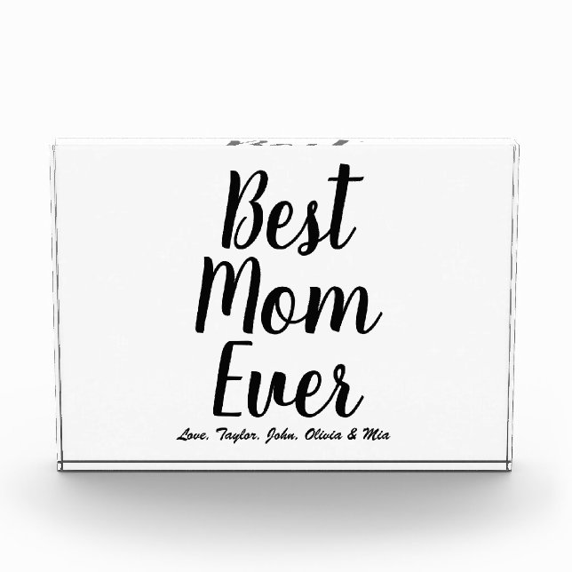 Best Mum Ever black personalised custom script Photo Block (Front)
