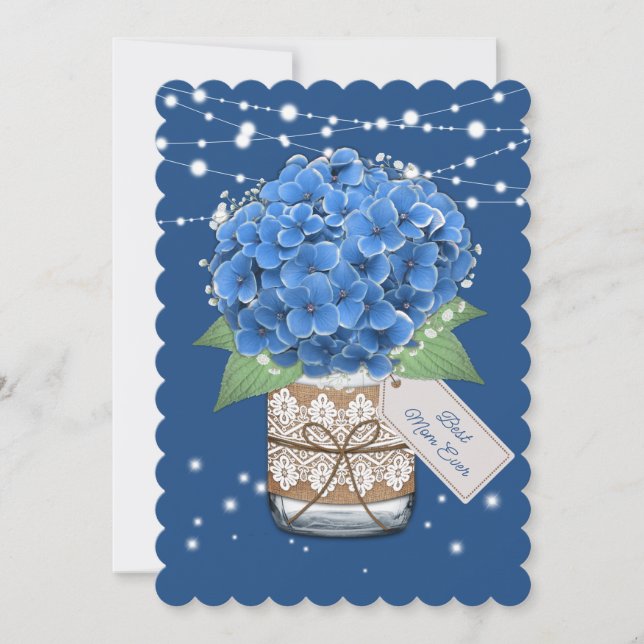 Best Mum Ever Blue Hydrangea Floral Mother's Day Card (Front)