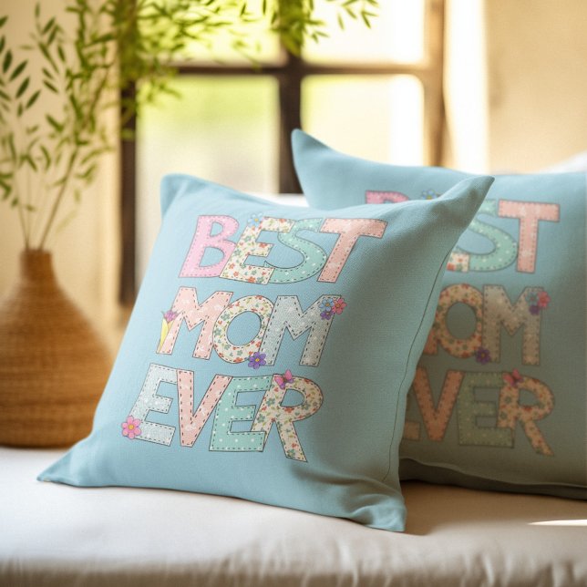Best Mum Ever Blue Mothers Day Cushion (Creator Uploaded)