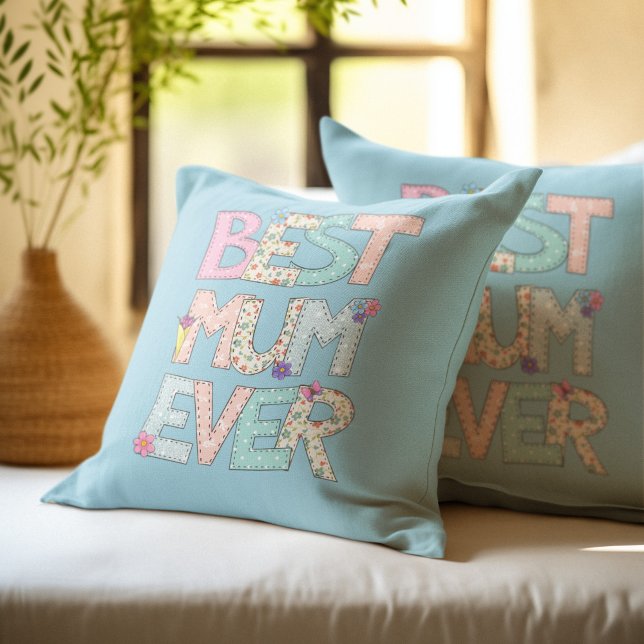 Best Mum Ever Blue Mothers Day Cushion (Creator Uploaded)