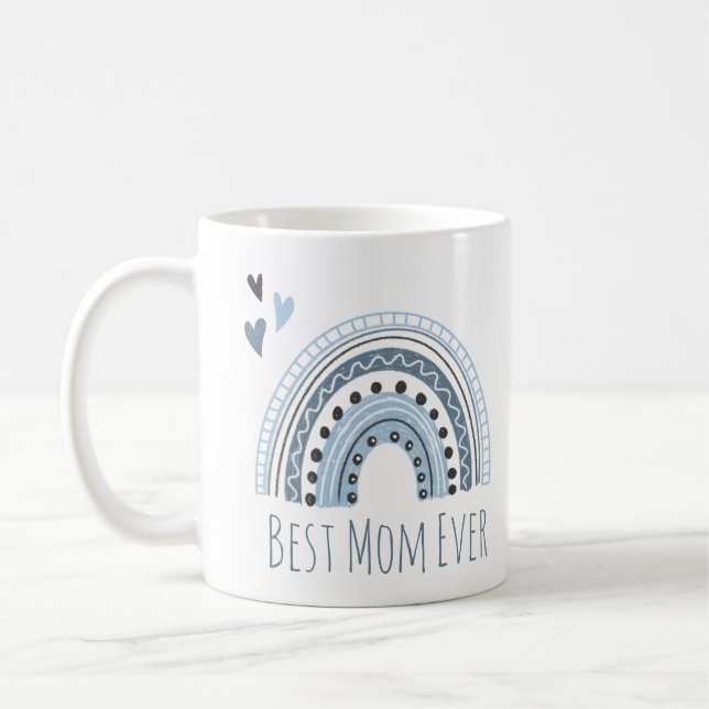 Best Mum Ever Blue Rainbow Coffee Mug (Left)