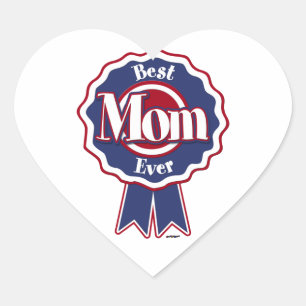 Best Mum Ever Blue Ribbon Heart Sticker